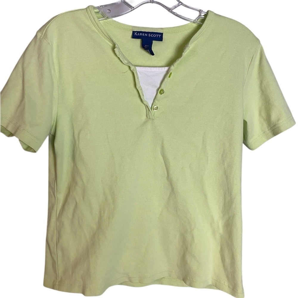 Karen‎ Scott Light Green Short Sleeve Top